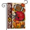 Bandera de jardín de doble cara de lino con diseño de calabaza de bienvenida para Acción de Gracias, otoño cálido, decoración de patio