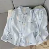Pijama de Mujer Nuevo Estilo Algodón Nube Cuello de Muñeco, Manga Larga y Pantalones, Conjunto de Ropa de Casa Delgado Dulce con Estampado de Dibujos Animados, Venta al Por Mayor Transfronteriza