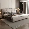 Cama de lujo de cuero genuino para dormitorio principal, cama moderna con cabecero suave estilo italiano, cama con almacenamiento de elevación a gas, cama matrimonial para dormitorio principal, cama de lujo para bodas
