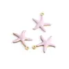 Pendente de estrela-do-mar 18K com retenção de cor em aço inoxidável, com furo, para colar DIY, suéter e acessório de vestuário, atacado