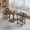 Novas Cadeiras de Madeira Maciça Estilo Chinês com Juntas de Espiga e Furo, Cadeiras Redondas, Cadeiras Tai Shi, Conjunto de Três Peças, Cadeiras de Mestre, Cadeiras Chapéu de Oficial, Mesa de Chá Dupla e Cadeiras para Uso Doméstico