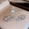 Ear Cuff Doble Capa Geométrico Corazón Estrella Zirconia, Pendientes Versátiles Simples y de Moda, Pendientes de Lujo Ligero de Alta Gama para Mujeres