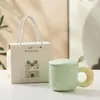 Caneca de leite-fufu para dropshipping com tampa e colher, caneca de café de cerâmica fofa de alto valor para meninas, adequada para casais e uso no escritório