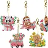 Kit com 5 Chaveiros de Pintura Diamantada 5D Animal Mix DIY Chaveiro de Pintura Diamantada Dupla Face Pingente Presente Quantidade