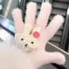Luvas de Pelúcia Quentes Tricotadas de Cinco Dedos com Gatinho de Strass para Mulheres no Inverno, Versáteis à Prova de Frio e Vento para Ciclismo, Aconchegantes