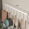 Estante de Ganchos sin Taladro para Colgar Cucharas y Espátulas, Estante de Ganchos de Cocina, Estante de Almacenamiento Resistente para Montar en la Pared para la Entrada