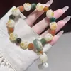 Pulsera de Raíz de Bodhi Imitación Garra de Gato Asada al Carbón para que los Estudiantes se la Envuelvan en los Dedos, Lote de Pulsera de Cuentas Budistas Femeninas de Bodhi de Jade Blanco Suave