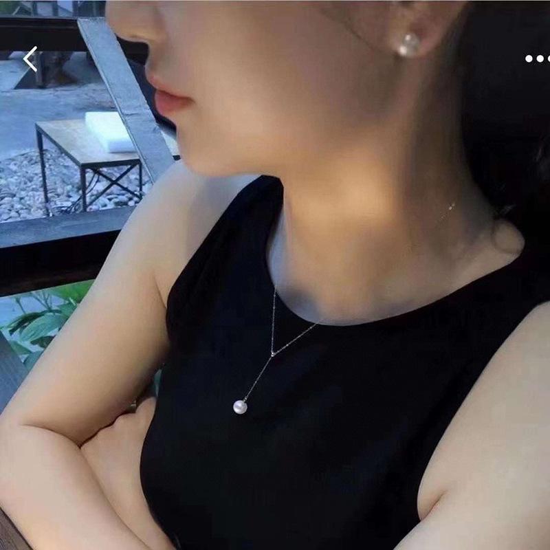 淡水珍珠项链女纯银Y字链简约轻奢可调节单颗吊坠锁骨