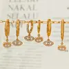 Pendientes Xinyixinxin Estilo Lujo Accesible Europeo y Americano Ojo del Diablo Chapado en Oro Real de 18 Quilates Acero Inoxidable Incrustado Pendientes de Circonita Pendientes