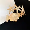 Pulsera de Brazo con Estrellas de Mar y Conchas Metálicas Europeas y Americanas Cosidas, Pulsera de Diseño de Moda, Joyería con Sensación de Lujo Ligero y Gama Alta