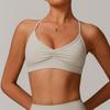 Sutiã de ioga com decote em V de secagem rápida Zechuang Cross-border, roupa íntima plissada, sutiã esportivo para corrida e fitness 9172