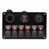 Enchufe de alimentación con voltímetro y USB para vehículos modificados, autocaravanas, coches, yates, panel combinado de 5 y 6 posiciones con interruptor basculante