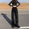 Jeans Anchos Estilo Americano Negro Gris para Mujer Moda Otoño 2024 Pantalones Holgados Caídos para Hombres Bajos