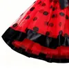 Falda de Lunares para Actuación en Escenario, Falda Abullonada para Niña Pequeña, Falda de Princesa, Minifalda de Doble Capa con Lunares Negros y Rojos