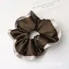 Accesorio para el Cabello Scrunchie de Encaje de Alta Gama Estilo Francés Bloque de Color Relleno de Algodón para Otoño e Invierno para Mujeres Coleta Goma Elástica