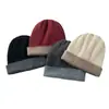 Gorro grueso de cachemira para otoño e invierno, unisex, reversible, de doble capa, se puede usar por cualquier lado, gorro de punto y gorro holgado