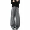 Pantalones de trabajo de algodón puro deconstruidos estilo americano para hombre, corte limpio, pantalones casuales modernos, pantalones rectos anchos holgados para primavera y otoño