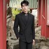 Traje Tang de compromiso para hombre, nuevo traje chino, nuevo traje Zhongshan, traje holgado estilo República de China, traje de boda, traje de primavera y otoño con hebilla.