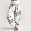 Pantalones Casuales Versátiles de Moda Estilo Nuevo 3D Estampado Digital Europeo y Americano Transfronterizo Pantalones Tailandeses para Mujer de Algodón Puro Estampado Directo Pantalones Largos de Primavera y Verano