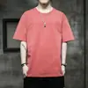 Camiseta masculina de manga curta, novo estilo de verão, gola redonda, ombros levemente caídos, versátil, solta e casual