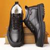 Zapatos de Algodón de Caña Alta para Hombre de Invierno con Forro de Felpa, Zapatos de Algodón Engrosados y Cálidos, Botas de Nieve Integradas de Cuero y Piel, Zapatos Casuales Versátiles de Cuero