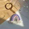 Estilo Nórdico Ins Pingente Arco-Íris Chaveiro Tecido à Mão de Algodão Borla Bolsa Pendente de Carro Estilo Étnico Feminino