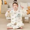 Pijama Nuevo para Niñas de Primavera y Otoño Cardigan de Dibujos Animados para Niños Mediano y Grande Niñas Manga Larga Niños Bebé Conjunto de Ropa para el Hogar