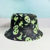 Sombrero de Pescador con Estampado de Calavera de Halloween Transfronterizo Nuevo Sombrero de Doble Cuenca para Mujer Sombrero de Sol de Verano para Exteriores para Hombre