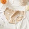 Cueca de algodão feminina doce jacquard virilha de algodão confortável cintura média envolto em quadril macaron cor menina cuecas