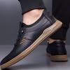 Sapatos Masculinos 2026 Novos Sapatos Casuais Respiráveis Tendência Masculina Versátil Solado Macio Antiderrapante Slip-On de Couro para Pessoas de Meia-Idade e Idosos