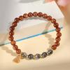 Pulseira Kuk de círculo duplo para mulheres, novo estilo chinês, luxo leve, nicho, requintada, retrô, pulseira com anel de corrida de calcedônia jadeíta água azul