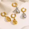 Temperamento Europeo y Americano Diseño de Nicho Creativo Pendientes de Alta Calidad Acero Inoxidable Chapado en Oro de 18 Quilates Pendientes con Colgante de Cacahuete Sólido