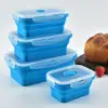 Venta al por mayor de fábrica caja de almuerzo plegable de silicona 4 piezas caja conservadora de alimentos para refrigerador caja de almuerzo caja de almuerzo caja de almuerzo para estudiantes