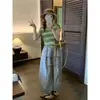 ¡Dongdaemun de Corea! Camiseta de punto de bambú de manga corta con ribete de orejas para mujer, talla 26, nuevo estilo de verano, versátil para ir al trabajo