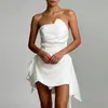 2026 Moda de Verano Europea y Americana Transfronteriza Nuevo Vestido Corto para Mujer Elegante de Color Sólido Ceñido a la Cintura sin Tirantes