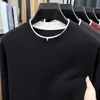 Sudadera de punto gofre para hombre, nueva colección otoño 2026, con diseño de dos piezas falso, cuello en V pequeño, color liso, estilo casual y mangas largas