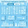 Pegatinas Estáticas Navideñas para Ventana al por Mayor Silueta Blanca Pueblo Invernal Pegatinas Estáticas Decoración de Pared de Vidrio Ventana