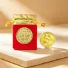 2027 Año de la Oveja Moneda de Oro Propicia Atracción de Riqueza Tarjeta de Dinero Bolsa de Terciopelo Paquete de Sobre Rojo Moneda Conmemorativa de Pan de Oro Regalo de Año Nuevo