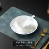 Restaurante de Hotel Clube Privado Dez Mil Águas e Mil Montanhas Configuração de Mesa Talheres Luxo Leve Alto Padrão Estilo Paisagem Cerâmica Prato Redondo Conjunto de Quatro Peças
