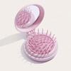 Bonito dobrável air bag pente massagem pente espelho integrado pequeno portátil mini air cushion pente menina pente pequeno