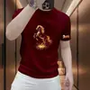 Cuello Redondo Diseño Moderno y Elegante Nueva Camiseta Roja de Manga Corta Top Elegante para Hombre Camiseta de Manga Corta para Hombre