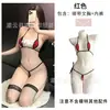 Lencería Sexy, Conjunto de Bikini de Tres Puntos Sexy de Encaje con Cordones en Colores Caramelo para Entrega