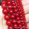 Cuentas sueltas de ágata de agua natural de comercio Ming fundido, línea negra, rosa roja brillante, cuentas redondas de cristal, accesorios, pulsera, collar
