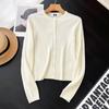 Cardigan Corto de Punto de Lana con Cuello Redondo Acanalado, Moda Casual de Hilo Fino para Mujer Japonesa, Nuevo Estilo Otoño 2025 478336