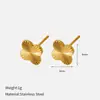 Pendientes de Acero de Titanio con Trébol de Cuatro Hojas Simples de Moda Ins Lujo Ligero Pendientes de Acero Inoxidable 316 Pendientes de Oro de 18K