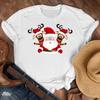 Nuevo Mayoreo Feliz Navidad Árbol de Navidad Papá Noel Simple Media Manga Casual Dibujos Animados Blanco Camiseta Manga Corta Mujer
