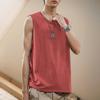 Puro algodão colete masculino verão exterior vestir fitness basquete obstáculo ombro largo esportes colete branco algodão mangas t-shirt