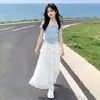 Conjunto de Verano para Niña 2026 Nuevo Estilo Coreano Dulce Conjunto de Dos Piezas con Camiseta de Manga Corta con Lazo y Falda de Encaje