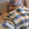 Cojín de Hilo de Bola Grande Manta Tejida a Mano Material para Colcha DIY Cubierta de Manta Hilo con Pompón Cojín Tipo Saco de Frijoles