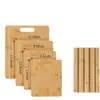 Tábua de Corte Espessa de Bambu, Dupla Face, Conjunto Doméstico, Tábua de Corte Classificada para Pendurar, Conjunto de Tábuas de Corte de Bambu